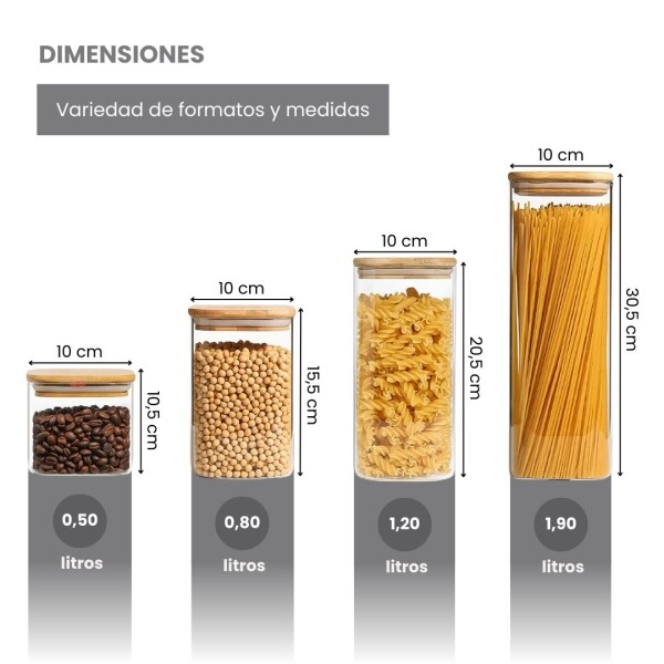 Set x 5 Tarros Contenedores Hermeticos Con tapa de Madera Frascos Apilables Imback Set x 5 Tarros Contenedores Hermeticos Con tapa de Madera Frascos Apilables Imback