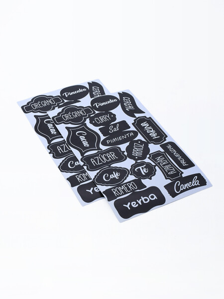 STICKERS PARA FRASCOS COCINA PACK X2 NEGRO