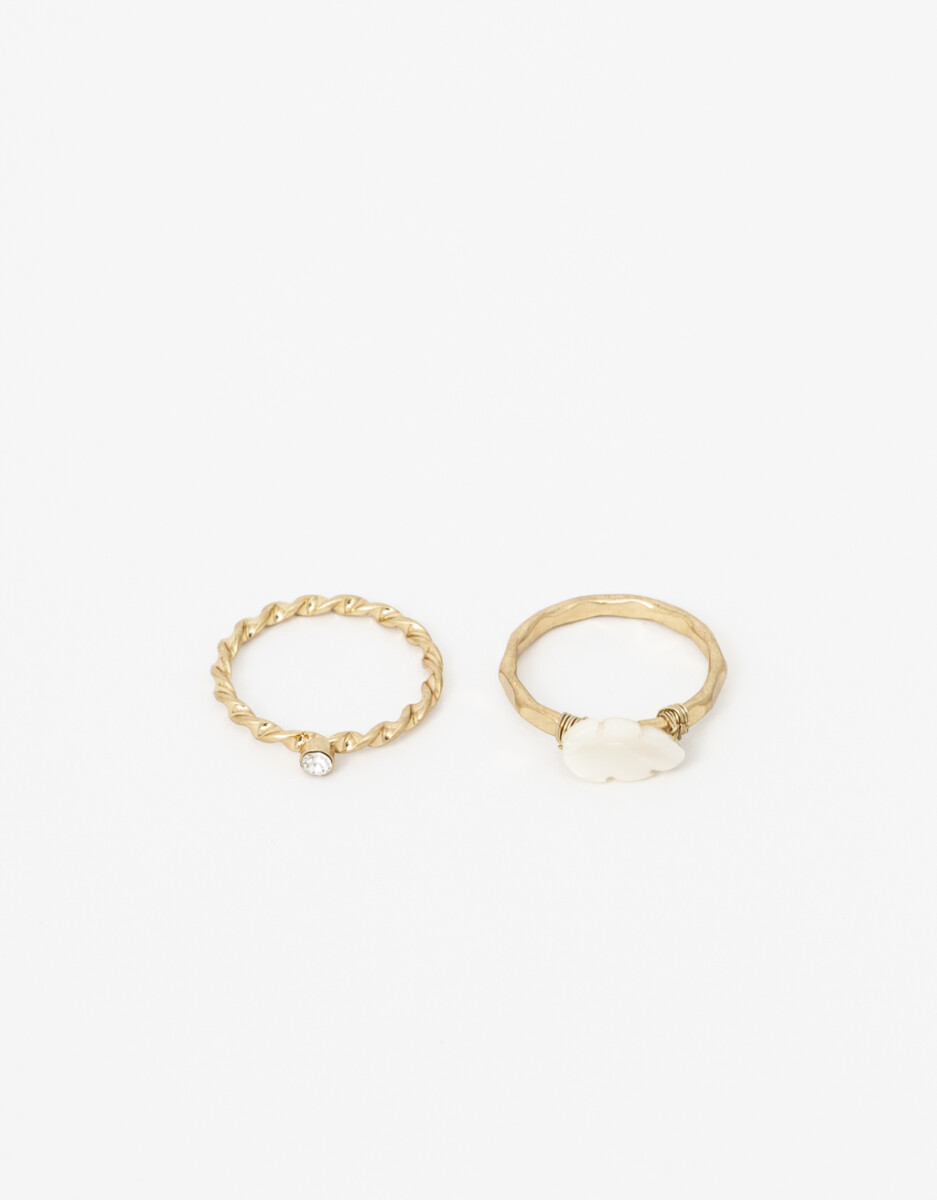 Set De Anillos Hojas Y Strass 
