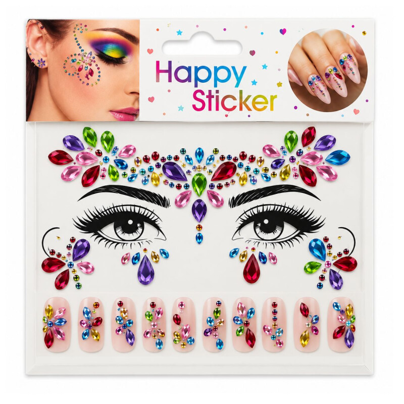Set Stickers para Rostro y Uñas Multicolor