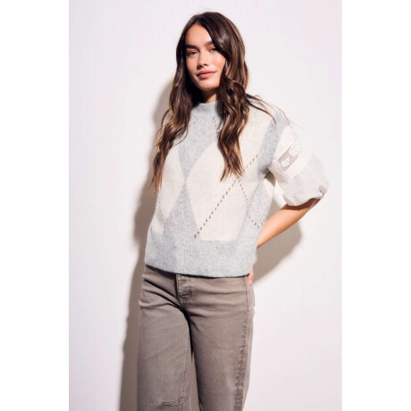 Chaleco Rombos Gris Melange