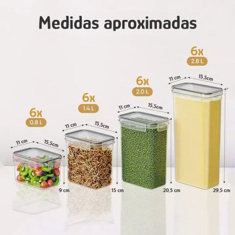 Set 24 Tarros Herméticos Cocina Apilables Con Accesorios Negro