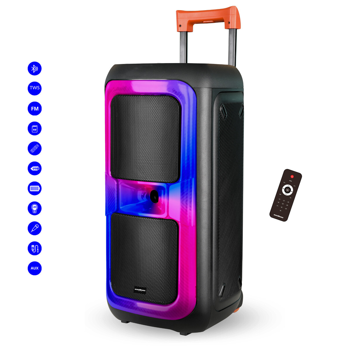 TORRE DE SONIDO DE 8 PULG. NORDMENDE LED FM BT USB 