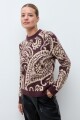 Sweater jacquard paisley ciruela