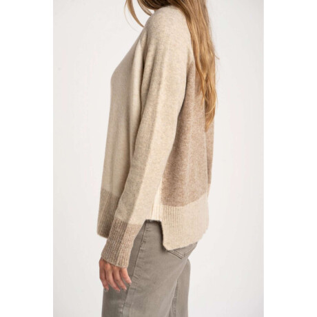 Sweater Color Block Beige Melange