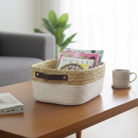 Canasto Mimbre con Hilo Home Class 20 x 15 x 12 cm U