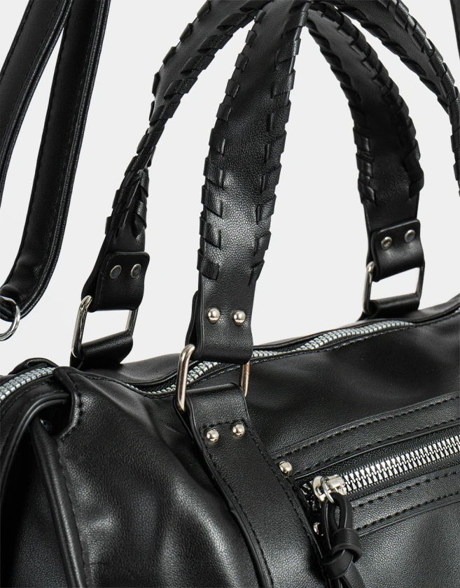 Bowling Boho Cartera Bowling Con Flecos - Negro