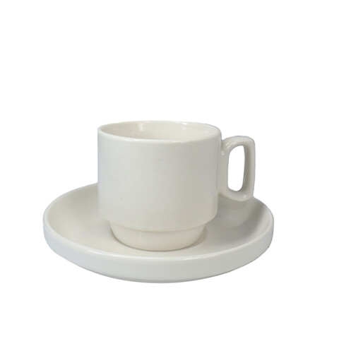 Taza Café c/plato Ceramica Blanca 7.7*7cm Unica