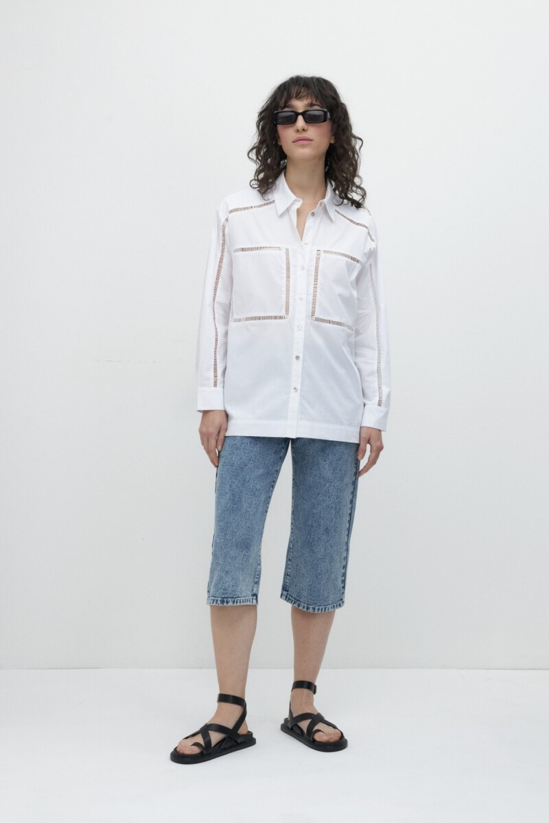 Camisa oversized con vainillas blanco