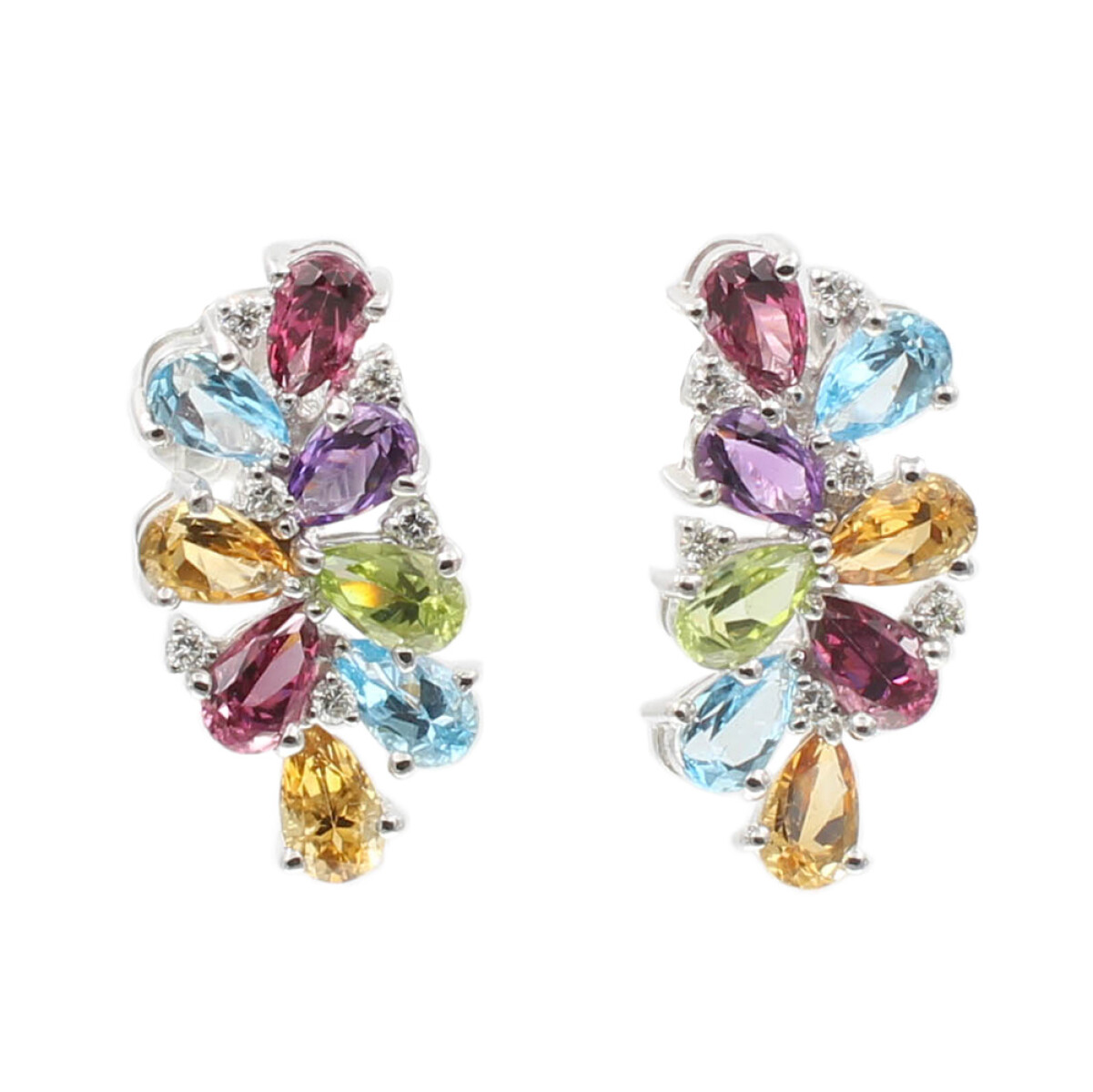 Caravanas Rio de oro blanco 18k con brillantes 