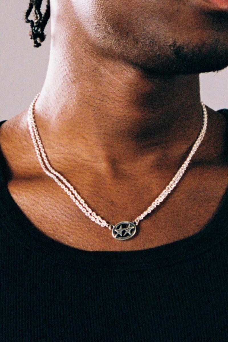 Icon Double Chain Necklace Plata