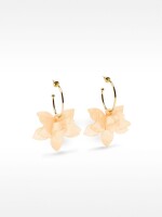 Aros Abiertos Con Maxi Flor rosa