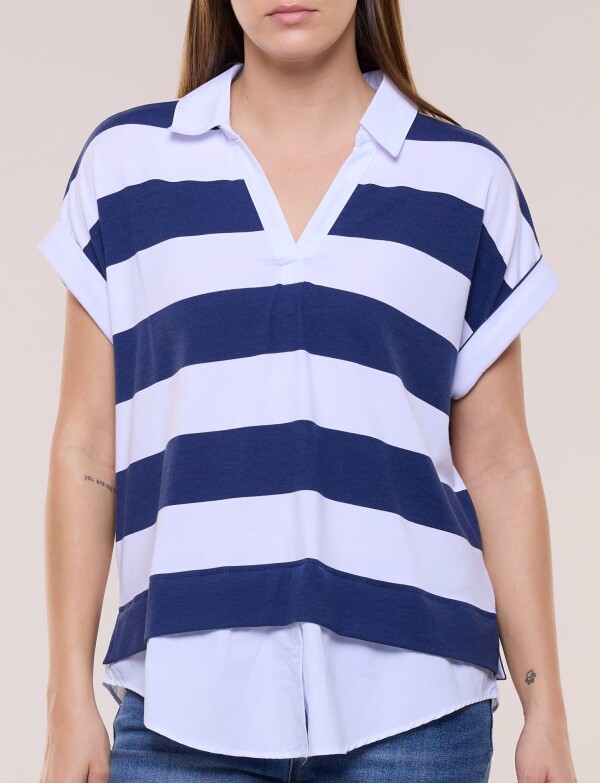 Remera Polo Twofold Ruedo Camisero AZUL