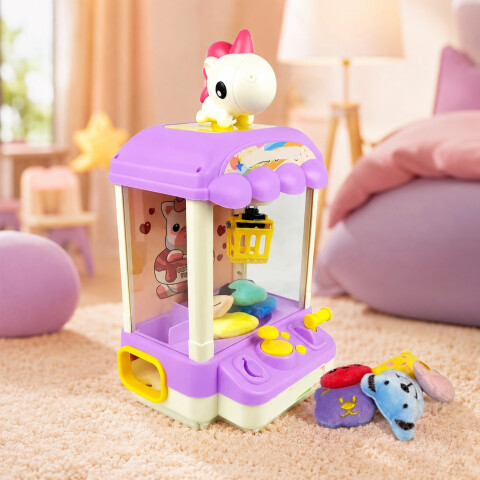 Máquina Infantil Grúa Agarra Juguetes Peluches Con Sonido Variante Color Violeta