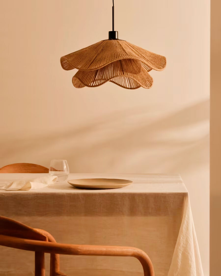 Pantalla para lámpara de techo Pontos de yute con acabado natural Ø 50 cm Pantalla para lámpara de techo Pontos de yute con acabado natural Ø 50 cm