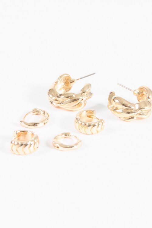 Set de tres aros texture dorado