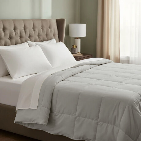 Acolchado Cama King Size Richmond Microfibra Relleno Guata Gris
