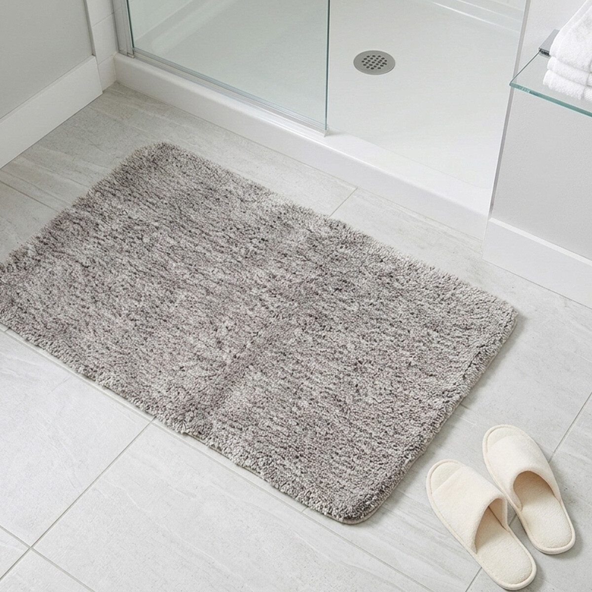 Alfombra Baño con Pelo Largo Home Class 45 x 75 cm - GRIS 