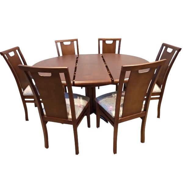 Juego de comedor mesa redonda extensible 6 sillas uñero Juego de comedor mesa redonda extensible 6 sillas uñero