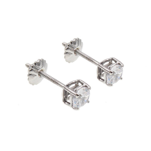 Caravanas Clásicas de oro blanco 18k con circonias Caravanas Clásicas de oro blanco 18k con circonias