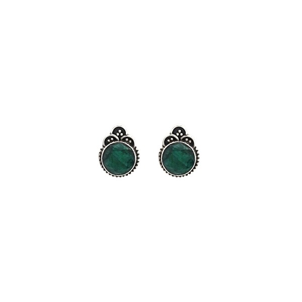 Caravanas estilo Hindú Esmeralda - Plata 925 -Raiz de esmeralda -CA3926 conpiedra