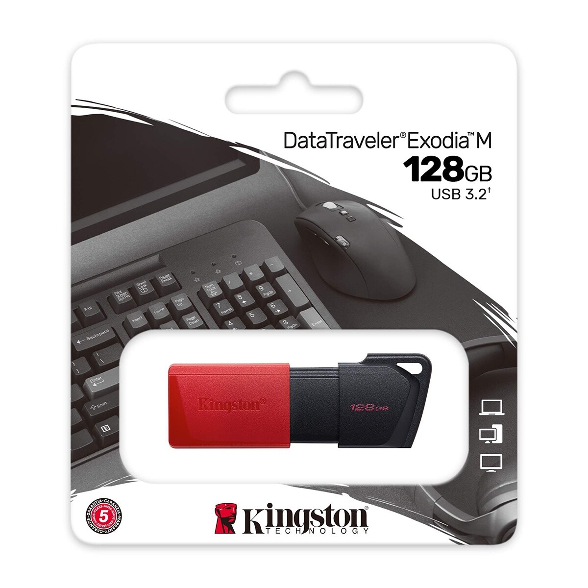 PENDRIVE USB 128GB KINGSTON DATATRAVELER EXODIA M DTXM 3.2 GEN 1 Red/black