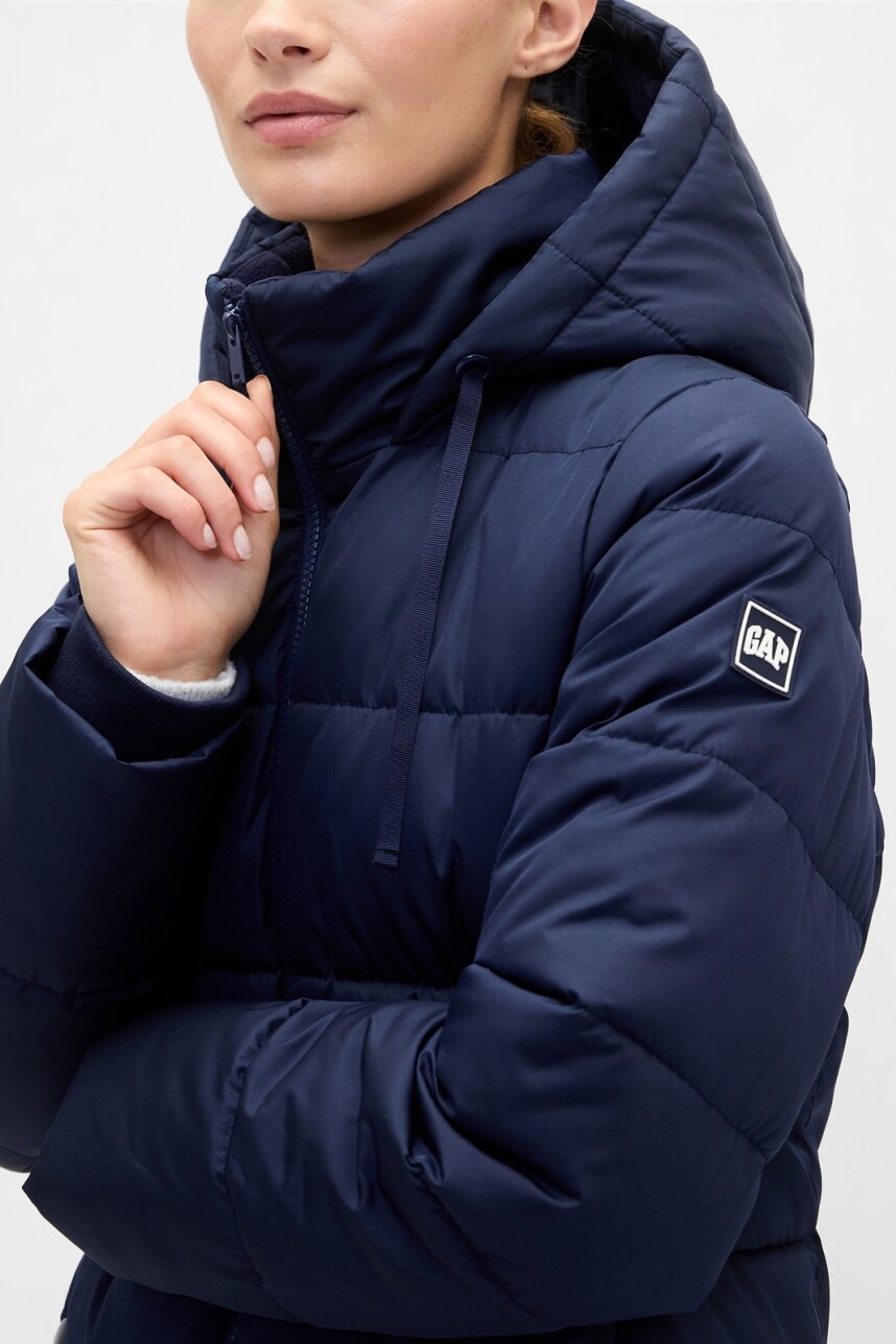 Campera Larga Puffer Mujer Navy Uniform