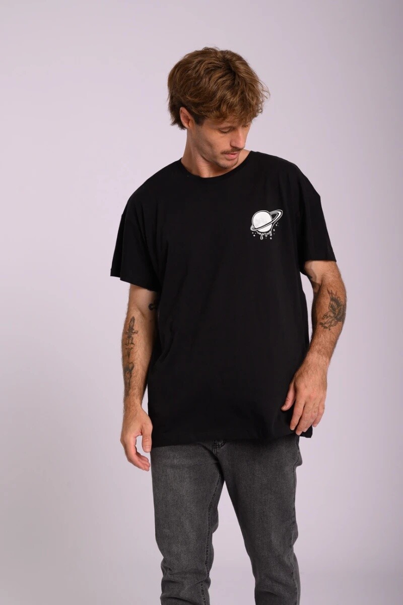 Remera Hombre M/Corta Alg.C/Estampa Canva S-XXL - Negro 