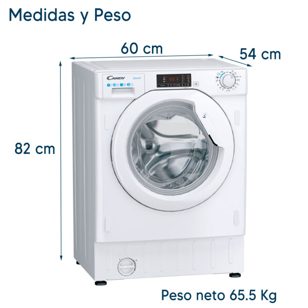 Lavarropas Candy Smart Cbw 27d1e-s 7 Kg Integrable LAVARROPA CANDY CBW 27D1E-S FRONTAL