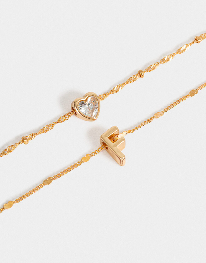 Collares Cortos Con cubic zirconia Collar Corto Cubic Inicial "f" - Dorado