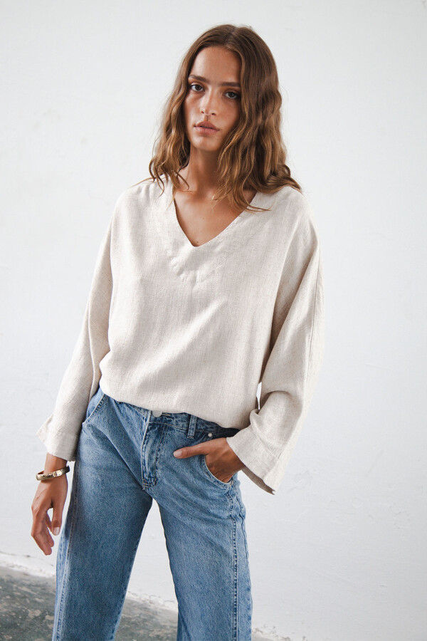 BLUSA LINO SUNSET BEIGE ML