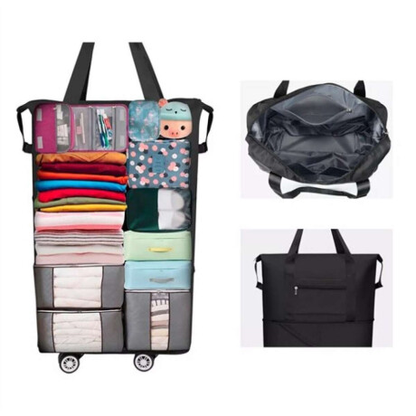 Bolsa plegable con rueditas para viaje Azul