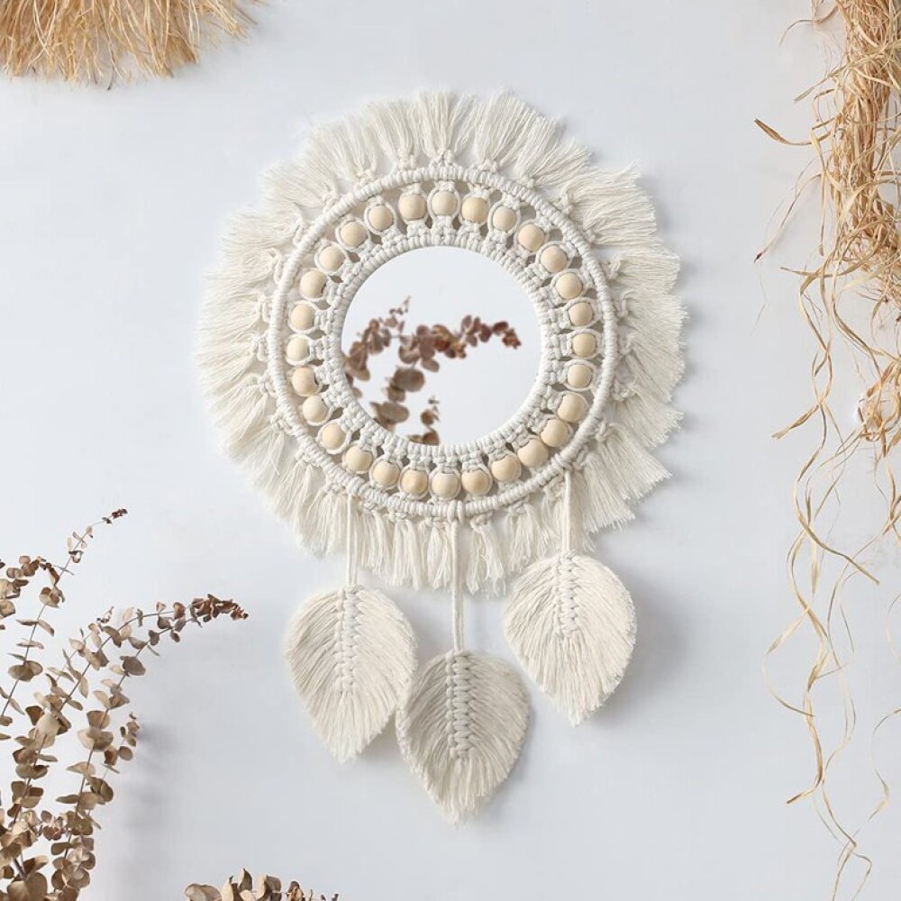 Espejo Redondo Tejido En Macrame 30CM Espejo Redondo Tejido En Macrame 30CM