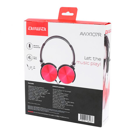 Aiwa - Auriculares Cableados AWX107R - 3,5MM. 20MW. 40MM. Llamadas. 001