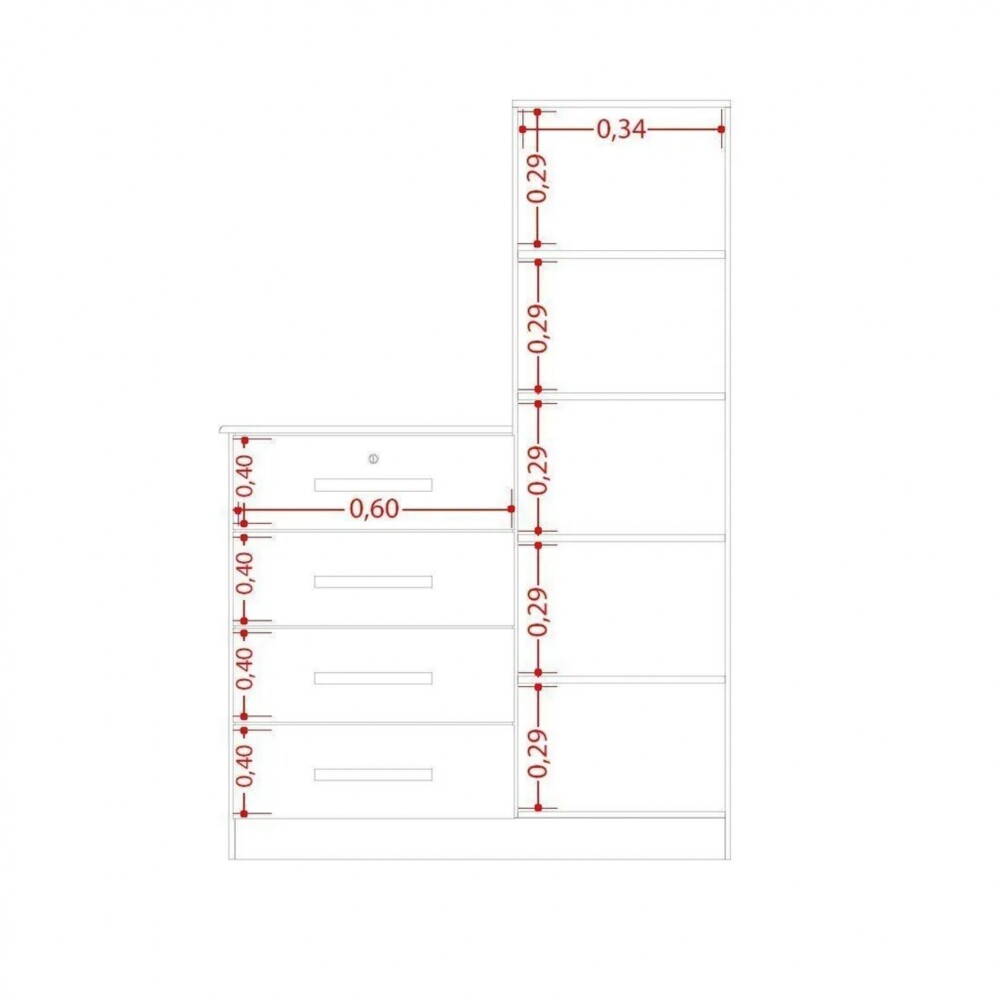 Cómoda 1 puerta 4 Cajones - Belize Plus Marron y Beage