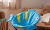 Silla Honguito Infantil Plegable de Metal Pez Azul