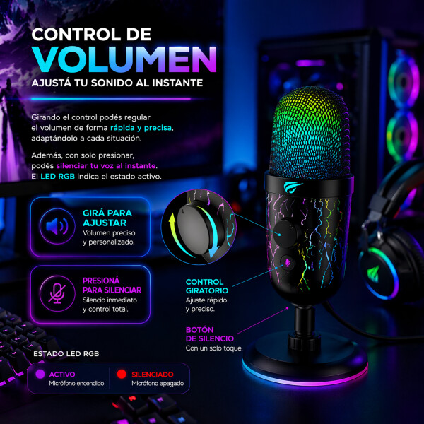 Micrófono Gamer Havit Rgb Gk52 MICROFONO HAVIT PC GK52