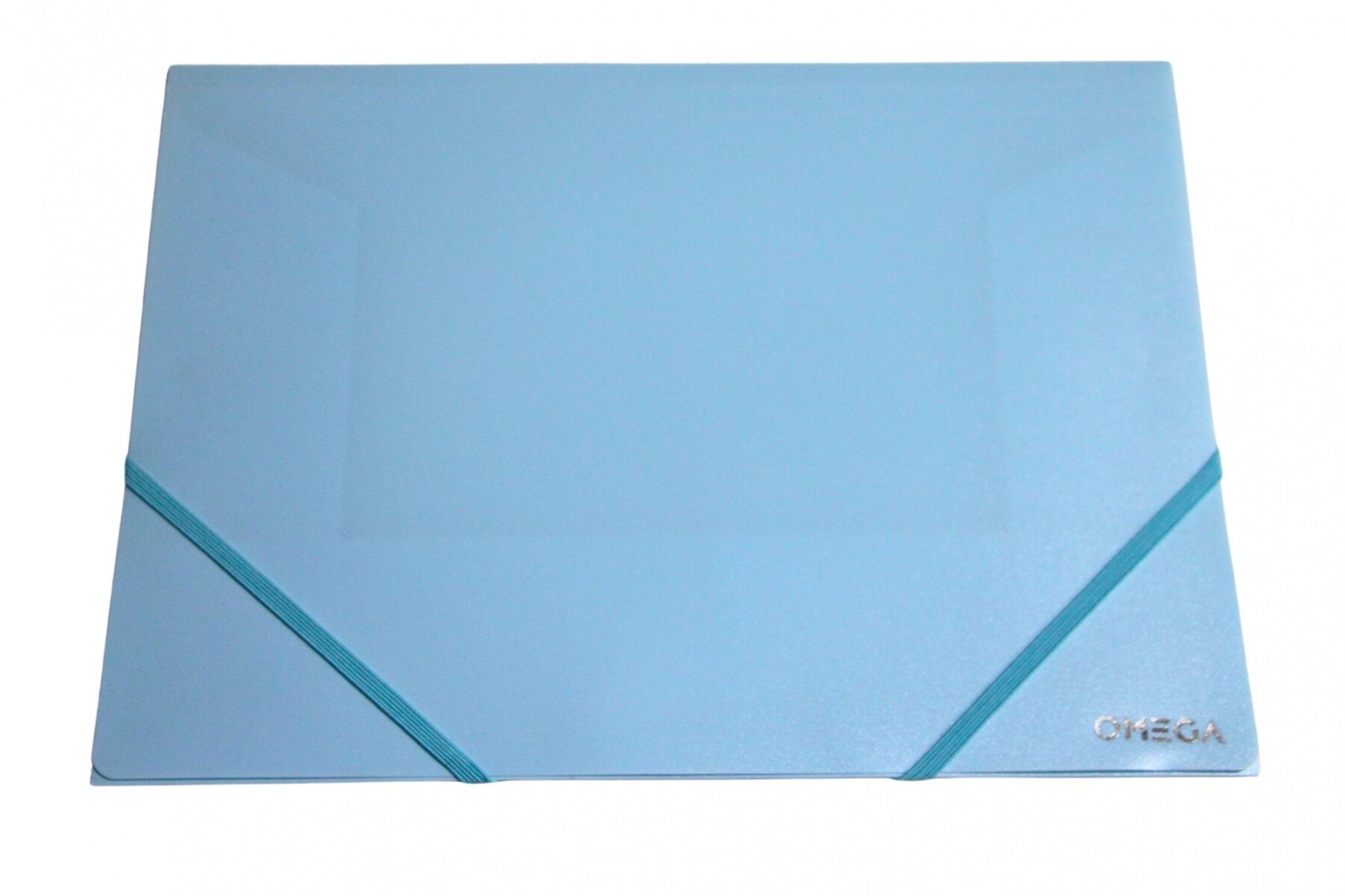 CARPETA OMEGA TAMAÑO A4 DE PLASTICO CON ELASTICO COLOR CELESTE PASTEL 