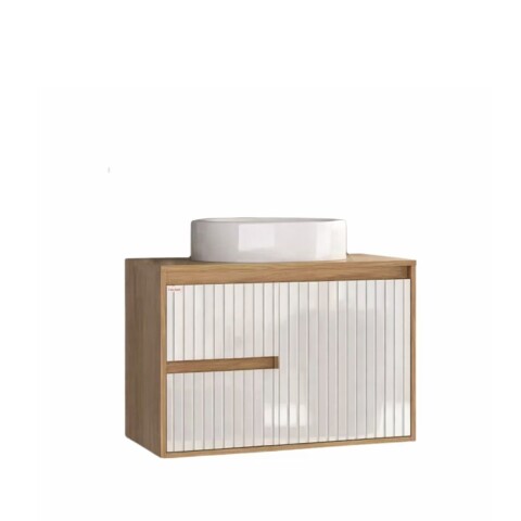 Mueble de baño suspendido Clarice 78 cm Blanco/Catedral con bacha Mueble De Baño Suspendido Clarice 78 Cm Blanco/catedral Con Bacha