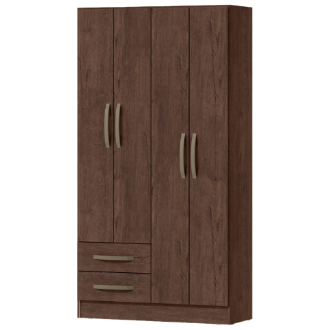 Ropero Dakar 4 puertas 2 cajones con estantes y perchero 172x90x35 cm Interior Natural Ropero Dakar 4 puertas 2 cajones con estantes y perchero 172x90x35 cm Interior Natural