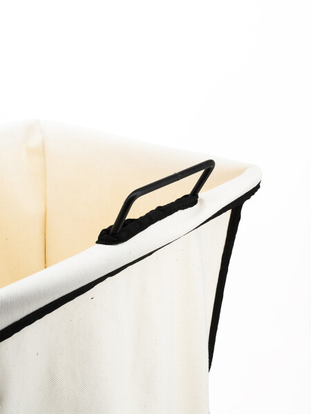 CESTO METAL PLEGABLE CON TELA PARA ROPA SUCIA NEGRO