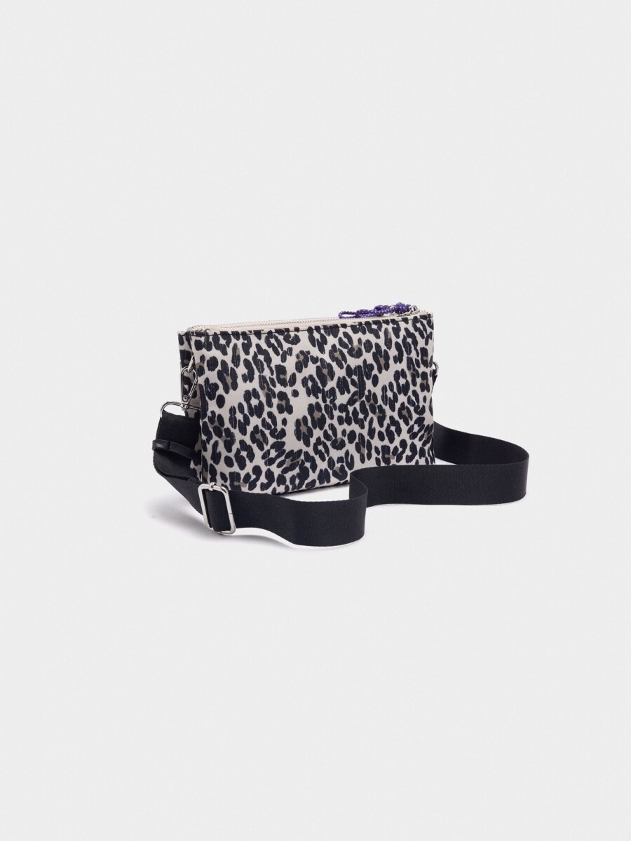 Bolso Bandolera Estampado Leopardo De Nylon multicolor