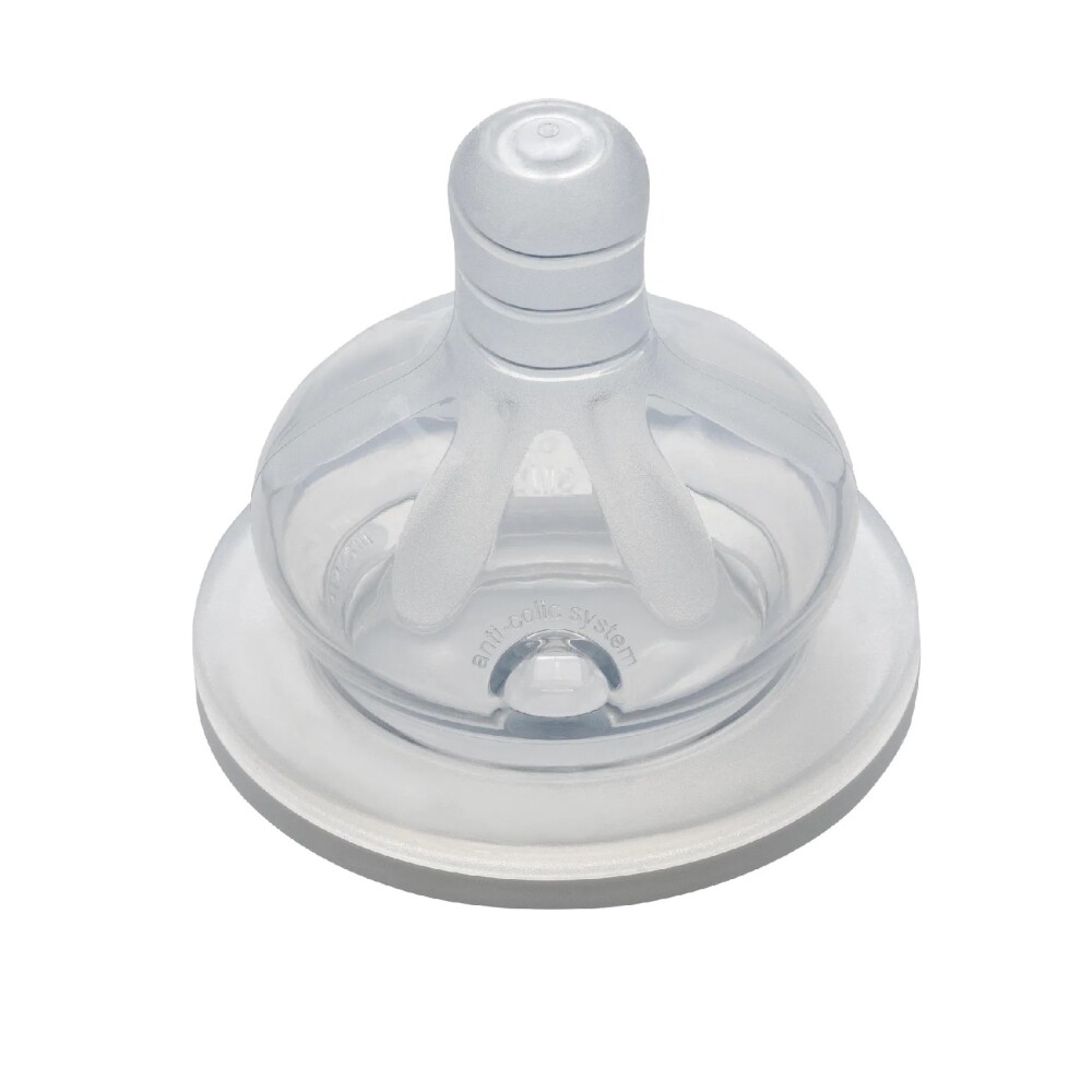 Pack x 2 Tetina De Cuello Ancho De Silicona Tamaño Del Orificio L NIP TETINA DE CUELLO ANCHO DE SILICONA. TAMAÑO DEL ORIFICIO L (FLUJO RÁPIDO) 0M+. PACK X 2