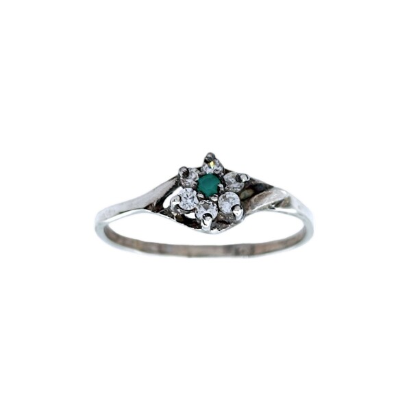 Anillo Flor-Plata 925-Piedra Esmeralda y Zirconia-AN3642 conpiedra