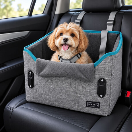 Bolso Transportador Auto Grande Mascotas C/Correa Ajustable Turquesa