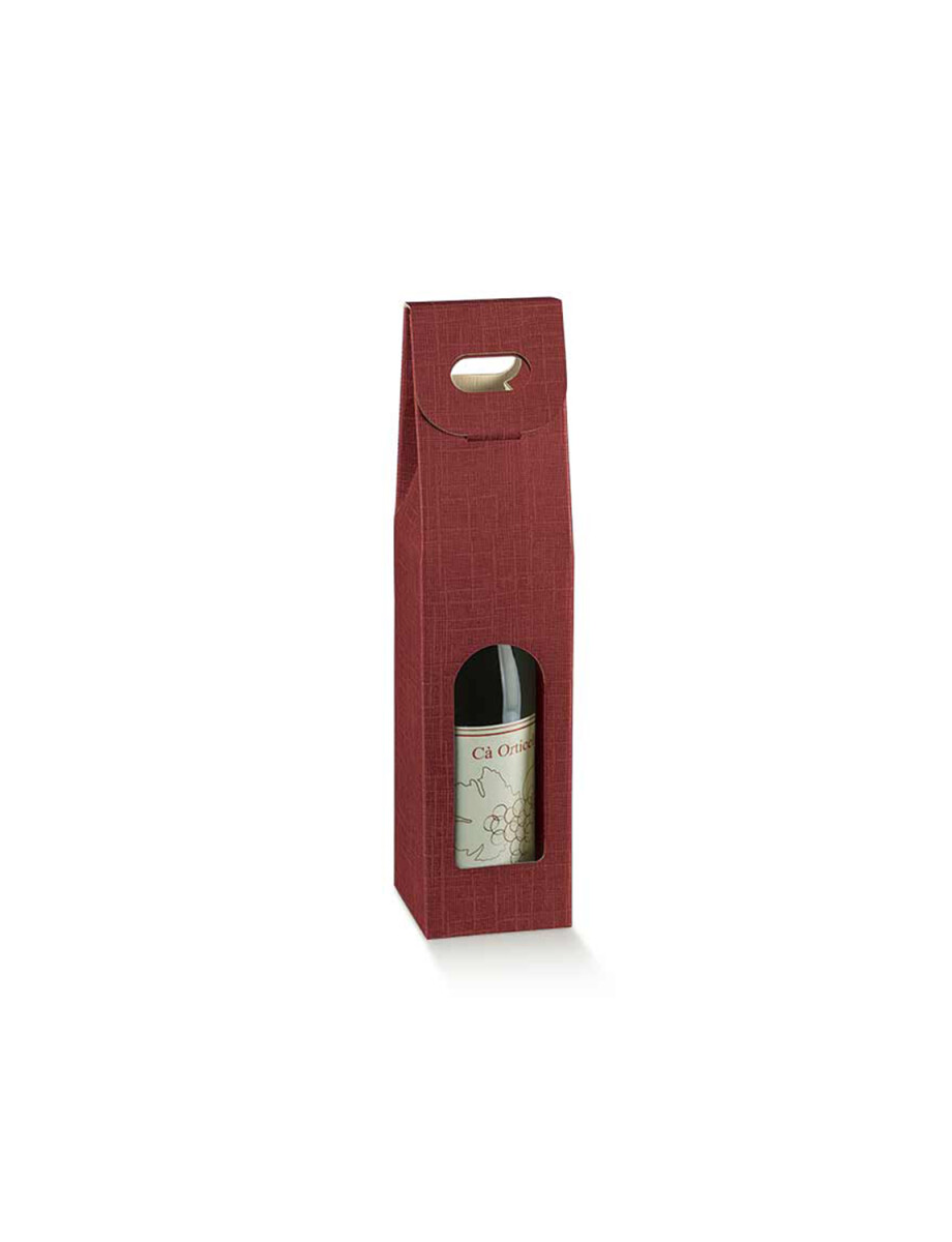 CAJA C/VENTANA 1 BOTELLA 9X9X38,5 cm - SETA BORDEAUX 