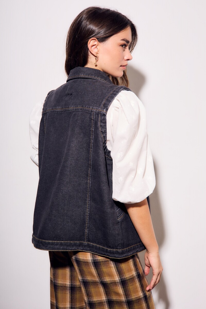 Chaleco Denim Jean Gris