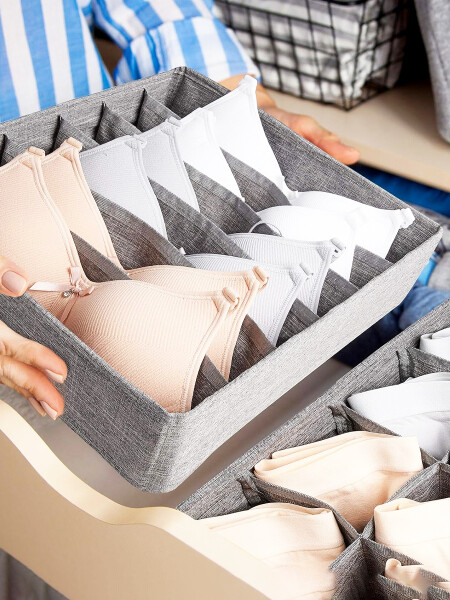 CAJA ORGANIZADORA ROPA INTERIOR 6 ESPACIOS GRIS Guapa