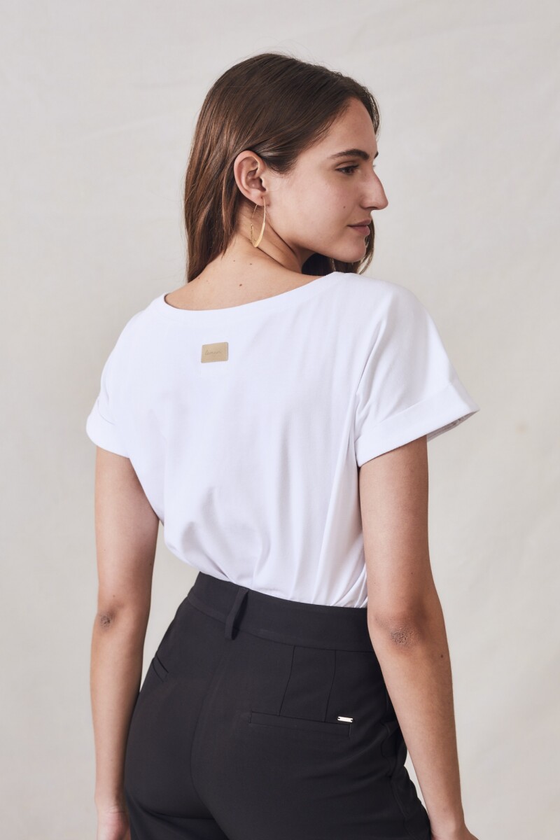 Remera Algodon Elastano Blanco