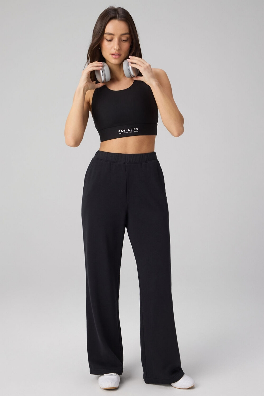 Pantalón Year Round Terry Wide Leg Sweatpant Mujer Black